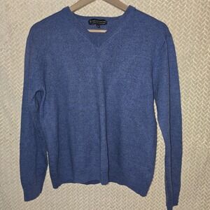 Hart Schaffner Marx Blue Merino‎ Wool V-Neck Sweater L - Fits Women L / Men S
